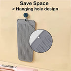2 Heat Resistant Silicone Mat with Hanging Hole, Straightener Heat Resistant Travel Mat & Pouch for Curling Iron, Flat Iron and Other Hot Hair Styling Tools, 11 x 5 in, Gray