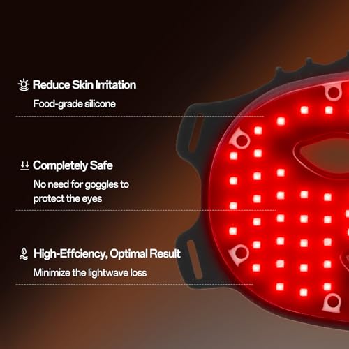 Red Light Mask - 7 Colors Red Light Mask for Face, Facial Skin Care at Home, Cordless, Ergonomic Design and Rechargeable for Home - Black