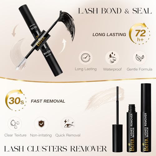 BEFER Lash Clusters Kit, 120 Pcs D Curl Eyelash Clusters Volume Individual Lashes Extensions 10-16MM Fluffy Cluster Eyelash Wispy Cluster Lashes DIY At Home(Seraphic,FD43,Kit)