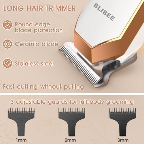 Hair Clippers & Bikini Trimmer for Women - Waterproof Electric Clippers and 4 in 1 Bikini Trimmer Set, Deluxe Hair Trimmer, Wet/Dry Body Shaver for Nose Eyebrows Beard Pubic Hair, Blue
