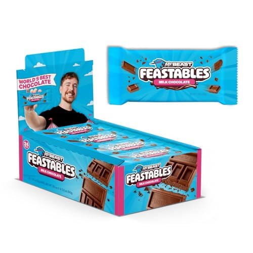 MrBeast Feastables Milk Chocolate Bar, Full Size, 24 Count, Fairtrade Cocoa