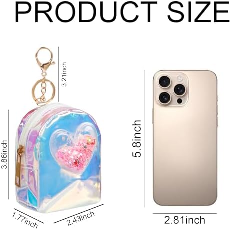 4Pcs Mini Backpack Keychain,Cute Cosmetic Bag for Women,Transparent Makeup Bag Key Pocket Lipstick Bag Card Holder Data Cable Organizer Zipper Pouch (Multicolor B)