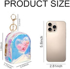 4Pcs Mini Backpack Keychain,Cute Cosmetic Bag for Women,Transparent Makeup Bag Key Pocket Lipstick Bag Card Holder Data Cable Organizer Zipper Pouch (Multicolor B)