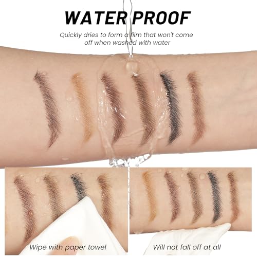 2 Pack Curved Eyebrow Pen, 2 in 1 Dual Ended Microblading Eyebrow Pencils for Women, Waterproof and Last All Day 4 Tip Brow Pencil with Precise Tip for Natural and Hair Like Brows (Natural Black)