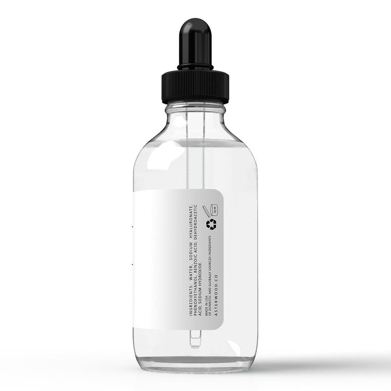 Asterwood Hyaluronic Acid Serum for Face - Plumping, Anti-Aging, Hydrating - Fragrance-Free - 4 Fl Oz