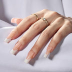 BTArtbox Press On Nails Long - White French Tip Press On Nails Square, Fake Nail with Nail Glue, Natural Reusable Stick On Nails in 15 Sizes - 30 Fake Nails Kit