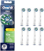 Oral-B Pro Cross Action Electric Toothbrush Head, X-Shape and Angled Bristles for Deeper Plaque Removal, Pack of 8 Toothbrush Heads, White
