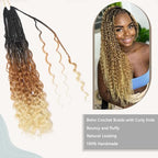 24 Inch Goddess Box Braids Crochet Hair Ombre Blonde Boho Braids Crochet Hair 7packs Crochet Braids With Curly Ends Three Tone Ombre Crochet Boho Braids Pre Looped Goddess Braids Crochrt Hair