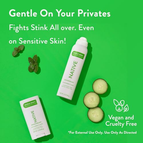 Native Whole Body Deodorant Spray Contains Naturally Derived Ingredients, Deodorant for Women & Men | 72 Hour Odor Protection, Aluminum Free with Coconut Oil and Shea Butter | Cucumber & Mint