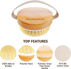 Metene 2 Pack Dry Body Brushes, Exfoliating Body Scrubbers, Natural Bristles for Dry Skin, Improve Circulation, Stop Ingrown Hairs, Reduce Acne and Cellulite (G7130)