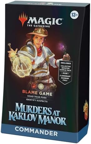 Magic: The Gathering Murders at Karlov Manor Commander Deck - Blame Game (100-Card Deck, 2-Card Collector Booster Sample Pack + Accessories)