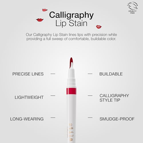 stila Calligraphy Lip Stain Long-Lasting Tint, Moisturizing, Transfer-Proof, Lightweight, Sheer Buildable Color, Fades to a Natural Wash of Colors