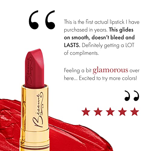 BESAME Cherry Red Lipstick 1935 Vintage Shade, Cool, Ripe Dark Red, Great for Medium to Deep Skin, With Moisturizing Vitamin E, Satin Finish, Long-Lasting Lip-Stick Color or Matte Lip Stain