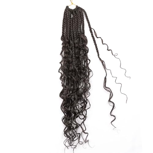 Boho Goddess Box Braids Crochet Hair 18 inch, 8 Packs Crochet Box Braids for Black Women Pre-looped Bohomian Box Braids Crochet Braids Synthetic Braiding Hair Extension #4