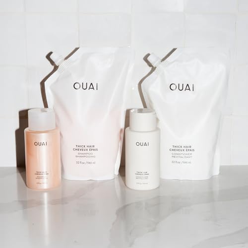 OUAI Thick Hair Conditioner Refill - Moisturizing Conditioner for Dry, Frizzy Hair - Keratin, Marshmallow Root, Shea Butter and Avocado Oil - Paraben, Phthalate and Sulfate Free Hair Care (32 Oz)