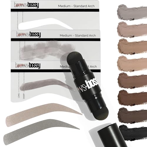 Dual-Color Eyebrow Stamp Stencil Kit with 5 Reusable Eyebrow Stencils for Professional Brow Stamping Shaping Kit and Instant Long Lasting Filling and Waterproof Tinting Definer