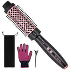 Thermal Brush Blowout, Curling Iron 1.5 Inch Thermal Round Hair Curling Brush with 5 Temp Settings, Universal Voltage, Tourmaline Ceramic, Negative Ion Technology, New Update Rose Gold