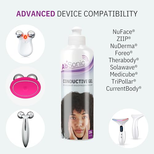 Absonic Conductive Gel for Facial Devices – Hydrating Microcurrent Gel for Face, Radiofrequency & Red Light Therapy – Nuface Primer Alternative – Smooth, Non-Sticky Formula – 8.5 oz - 1-Pack