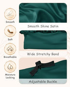 BONNET QUEEN Silk Bonnet for Sleeping for Women Satin Bonnet Double Layer Reversible in 2 Color Adjustable Hair Bonnet Satin Lined Night Sleep Cap for Curly Hair, Dark Green+Aqua