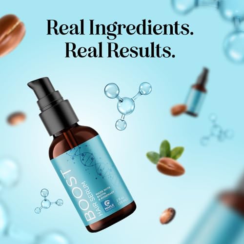 Biotin Hair Growth Serum - Rosemary Hair Thickening Serum with Peppermint Caffeine and Black Castor Oil for Hair Growth - Volumizing Hair Serum for Hair Growth for Men & Women - Vegan & Cruelty Free