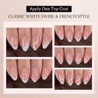 BTArtbox French Tip Press on Nails - 5 Styles XCOATTIPS Short Almond Nails, Pre-Designed Swirl Soft Gel Nail Tips, Ultra Fit False Nail, Soak Off Acrylic Fake Nails Extensions for Easy DIY Nail Art
