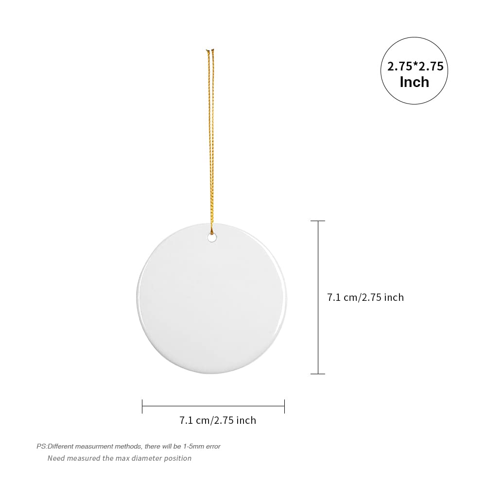 PYD Life 25 PCS Sublimation Blanks Ornaments Ceramic White 2.75" Round
