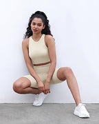 ODODOS Racerback Tank Bra for Women High Neck Non Padded Medium Support Sports Bra Workout Yoga Crop Tops