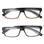 Foster Grant Men's Rowan 2-Pack Square Reading Glasses, Black- Brown Fade, Black, 37.5 mm, 1.5 Diopters