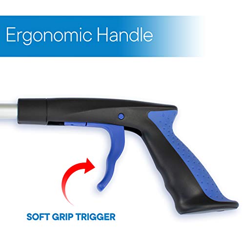 RMS 34 Inch Extra Long Reacher Grabber - Foldable Gripper and Reaching Tool with Rotating Jaw