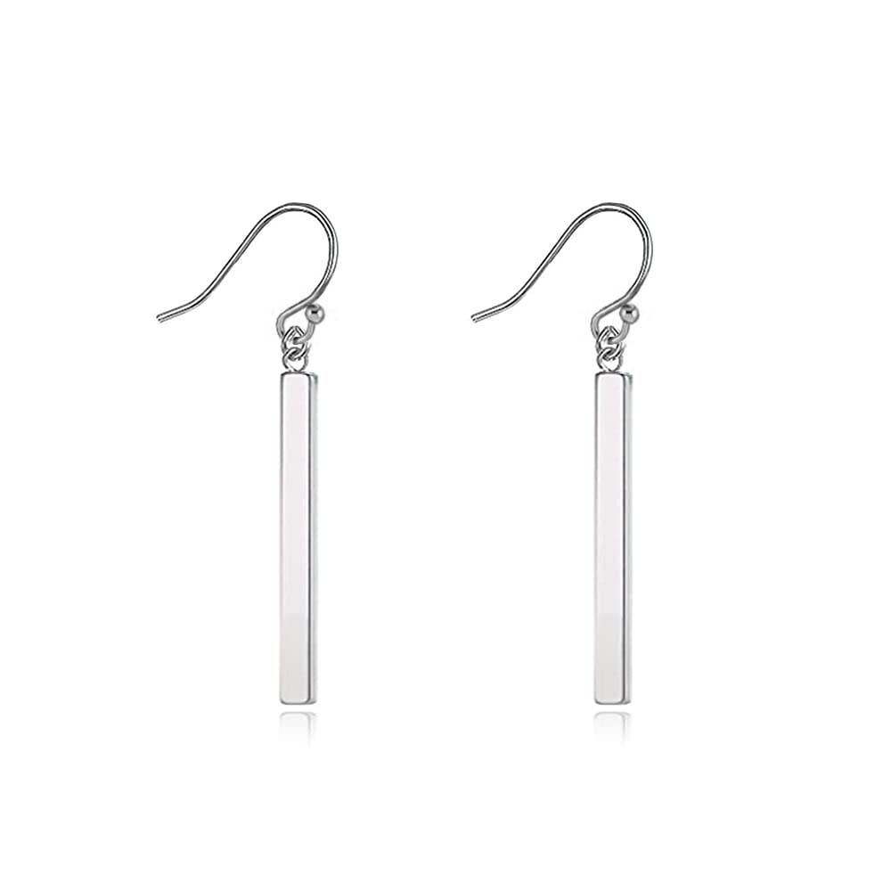 Limerencia Pure Titanium Vertical Bar Dangle Earrings, Lightweight Drop Earrings Hypoallergenic for Sensitive Ears Women (30 mm, Silver)