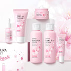 Skin Care Set JAPAN SAKURA Women Beauty Gift Sets Skin Care Kit with Cleanser, Toner, Lotion, Serum, Eye Cream, Face Cream Travel Kit for Women Teen Girls Mom Daughter TSA-friendly Sizes 6pcs