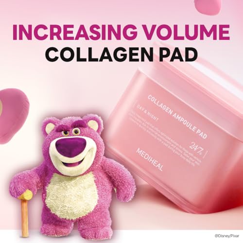 MEDIHEAL Madecassoside Toner Pads [Disney Pixar Edition]-Centella Asiatica to Improve Uneven Skin Tone - Vegan Face Gauze Pads, Full size 100 Pads + Refill 100 Pads (Collagen, 200 pads)