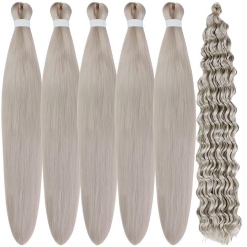 Silver Braiding Hair Pre stretched for Boho Braids Pre stretched Boho Braiding Hair