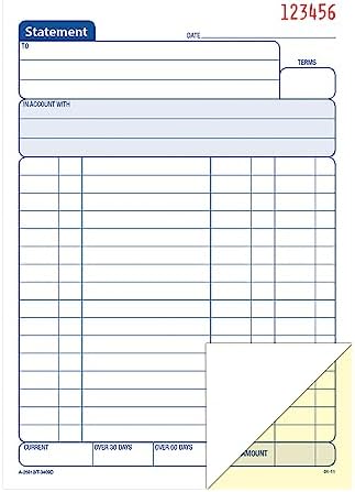 Adams All-Purpose Statement Book, 2-Part with Carbon, 5.56 x 8.44 Inches, White/Canary, 50 Sets per Book (25812)