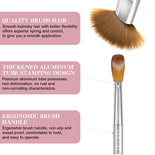 Saviland Kolinsky Acrylic Nail Brush Set - 4PCS Professional Acrylic Nail Brushes for Acrylic Application, Size 6/10/12/14 Acrylic Powder Brushes for Acrylic Nails Extension & 3D Nail Carving