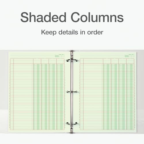 Adams Columnar Analysis Pad, 4 Column Ledger, 8.5" x 11", 100 Pages (50 Sheets), Green, 3 Hole Punch, for Accounting, Bookkeeping & Data (ACP85114)