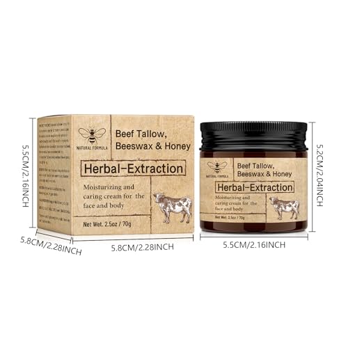 Beef Tallow for Skin, Face and Body Moisturizer, Tallow and Honey Balm - 100% Grass Fed