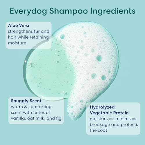 Everydog Nourishing and Deodorizing Dog & Cat Shampoo for All Coat Types, Detangles, Soothes with Aloe, Oat Milk, Plant Based Emolients, Pet Grooming Supplies (16oz)