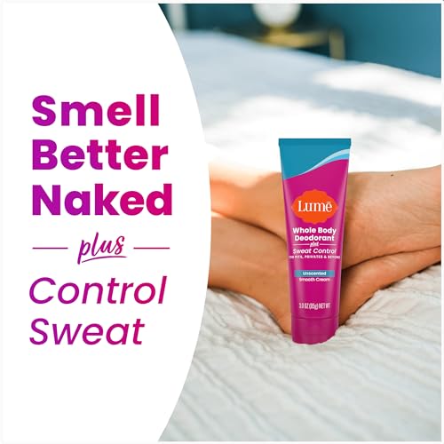 Lume Whole Body Deodorant Plus Sweat Control - Smooth Cream Tube - 72 Hour Odor And Sweat Control - Baking Soda Free, Skin Loving - 3.0 ounce (Pack of 2) (Unscented)