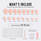 BTArtbox Press On Nails Short - Fall Press on Nails Nude Short Oval Nails Fake Nail with Nail Glue, Fit Perfectly, Reusable Glue On Nails in 16 Sizes, Salmon