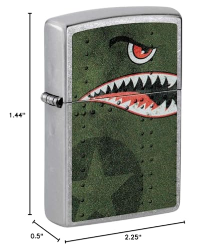 Zippo Lighter: Fighter Plane Nose Art, Shark Teeth - Street Chrome 81421