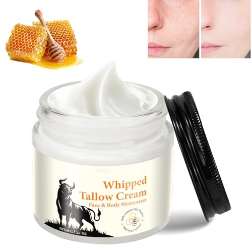 Beef Tallow for Skin, Moisturizer Cream, Nourishing and Hydrating Skin, Organic Beef Tallow & Honey Balm for Skin,Natural Grass-Fed Beef Tallow Cream with Raw Honey for All Skin Care (1 PCS,60g)
