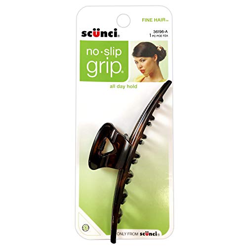 Scunci 4-Pack No-Slip Grip Fine Hair Jaw Clips, Assorted Colors (Black, Brown)
