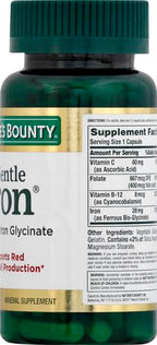 Nature’s Bounty Gentle Iron 28 mg Capsules with Vitamin C,Folic Acid,Vitamin B-12 Iron Supplement,Non-GMO,Gluten-Free,90 Count (Pack of 3)