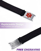 Personalized Sport Medical Alert Bracelets for Women Men - Custom Medical ID Bracelets with Free Engraving - Hook and Loop/Elastic/Stainless Steel/Silicone Watch Wristband Emergency Bracelet