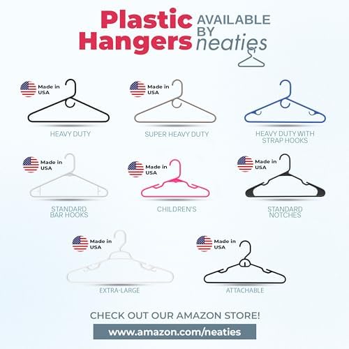 30pk Made in USA Plastic Clothes Hangers Bulk | 20 30 50 100 Pack Available | Laundry Clothes Hanger | Coat Hangers Plastic | Heavy Duty Plastic Hanger for Closet Hangars | Mainstays Hangers (Black)