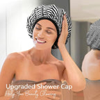 Yanibest Waterproof Shower Cap for Women, Reusable Double Layer Shower Cap, Non-Slip Shower Cap for Most Hair Types, One Size