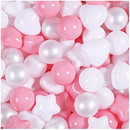 Pink Ball Pit Balls with Star Bals Heart Balls 100 - Crushproof Plasticballs for Babies Toddlers Kids Children for 1 2 3 4 5 Years Old,5 Colors,2.15inches