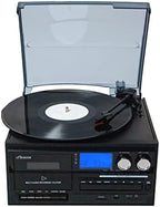 Victor VWRP-4200 Cosmopolitan 8-in-1 Turntable Music Center with 3-Speed Record Player, CD/MP3/Cassette Player, AM/FM Radio, Dual Bluetooth in & Out, USB Playback & Recording