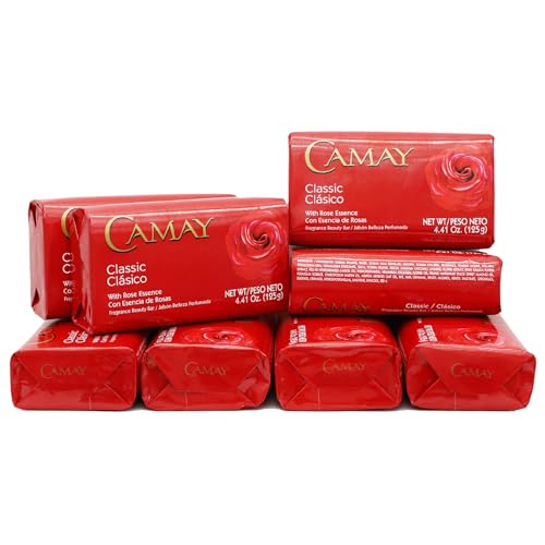 Camay Classic Bar Soap, Rose Essence, 8-Pack of 4.41 Oz Each Soap, 8 Bar Soaps.